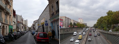 Malakoff, rue Victor-Hugo, et boulevard périphérique, depuis le pont de la porte de Châtillon  en grand format (nouvelle fenêtre)