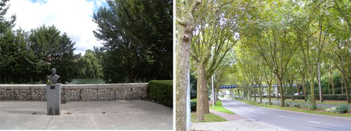 Parc des Chanteraines (à gauche), la RD9, boulevard Charles de Gaulle, Villeneuve-la-Garenne, (à droite)  en grand format (nouvelle fenêtre)
