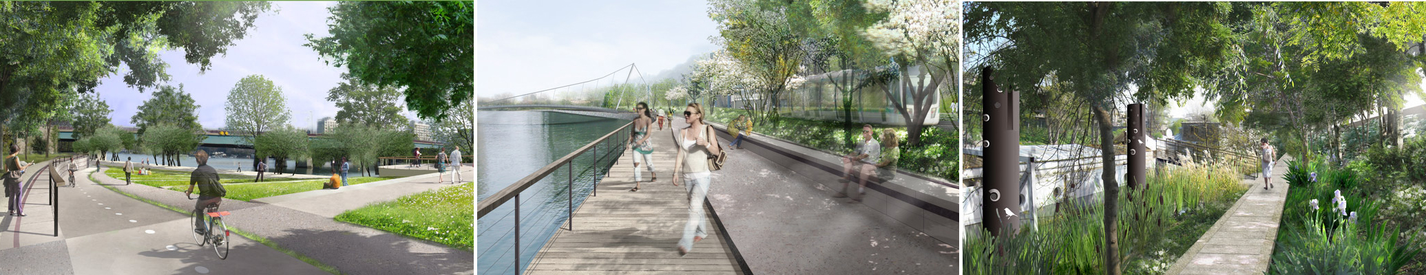 Trois images du programme « vallée rive gauche », Conseil général des Hauts-de-Seine