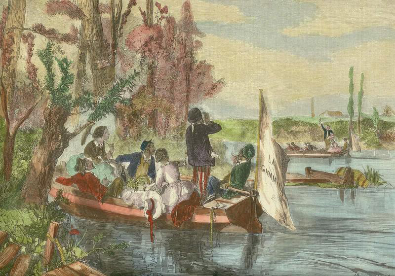 Suresnes. Station des Bateaux Parisiens, carte postale, 1857, Chatou, musée Fournaise