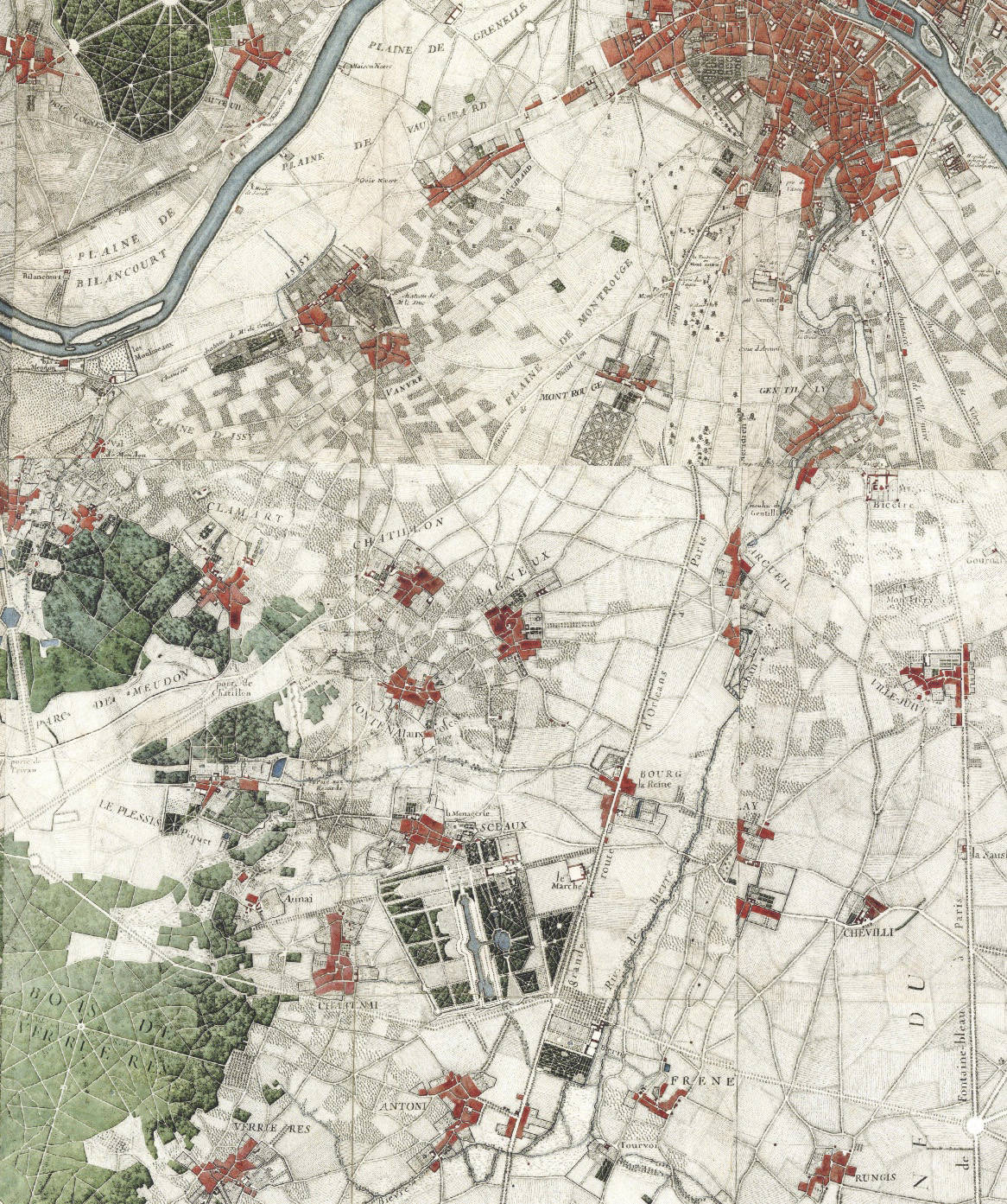 Carte du sud de Paris en 1740