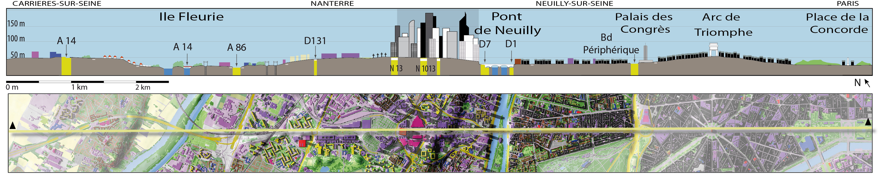 Coupe 4 NW/SE, de Carrières-sur-Seine aux Tuileries 