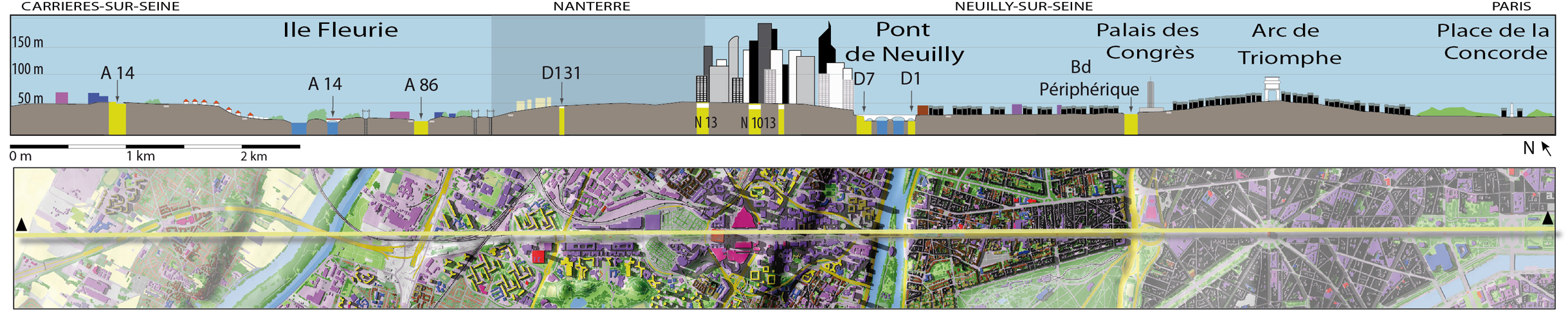 Coupe 4, NW-SE, Carrières-sur-Seine - Paris, place de la Concorde