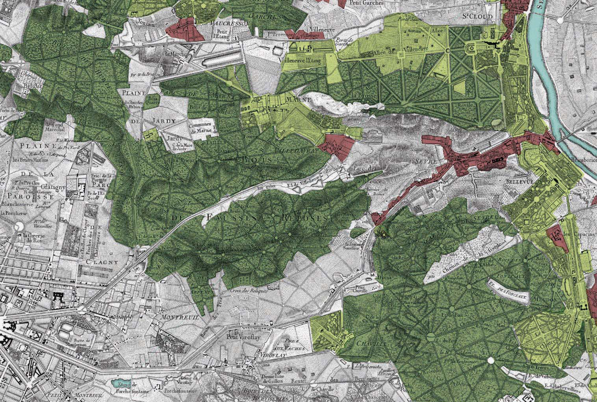 Carte des Chasses du Roi, fin du XVIIIe siècle