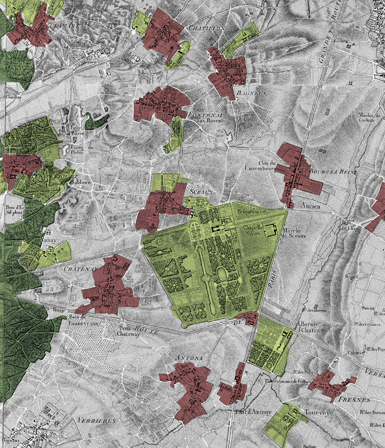 Carte des Chasses du Roi, fin du XVIIIe siècle