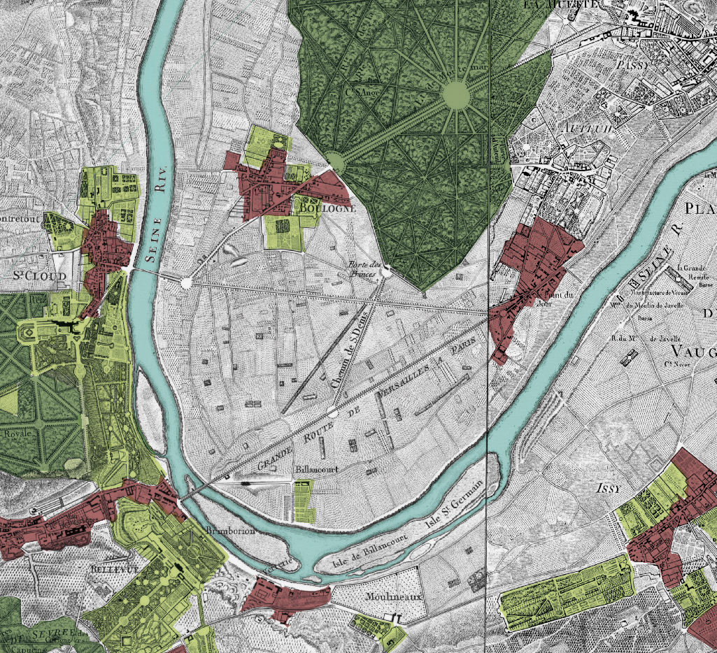 Carte des Chasses du Roi, fin du XVIIIe siècle