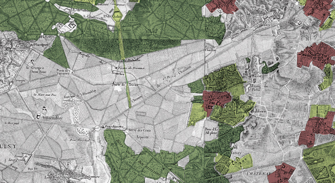 Carte des Chasses du Roi, fin du XVIIIe siècle