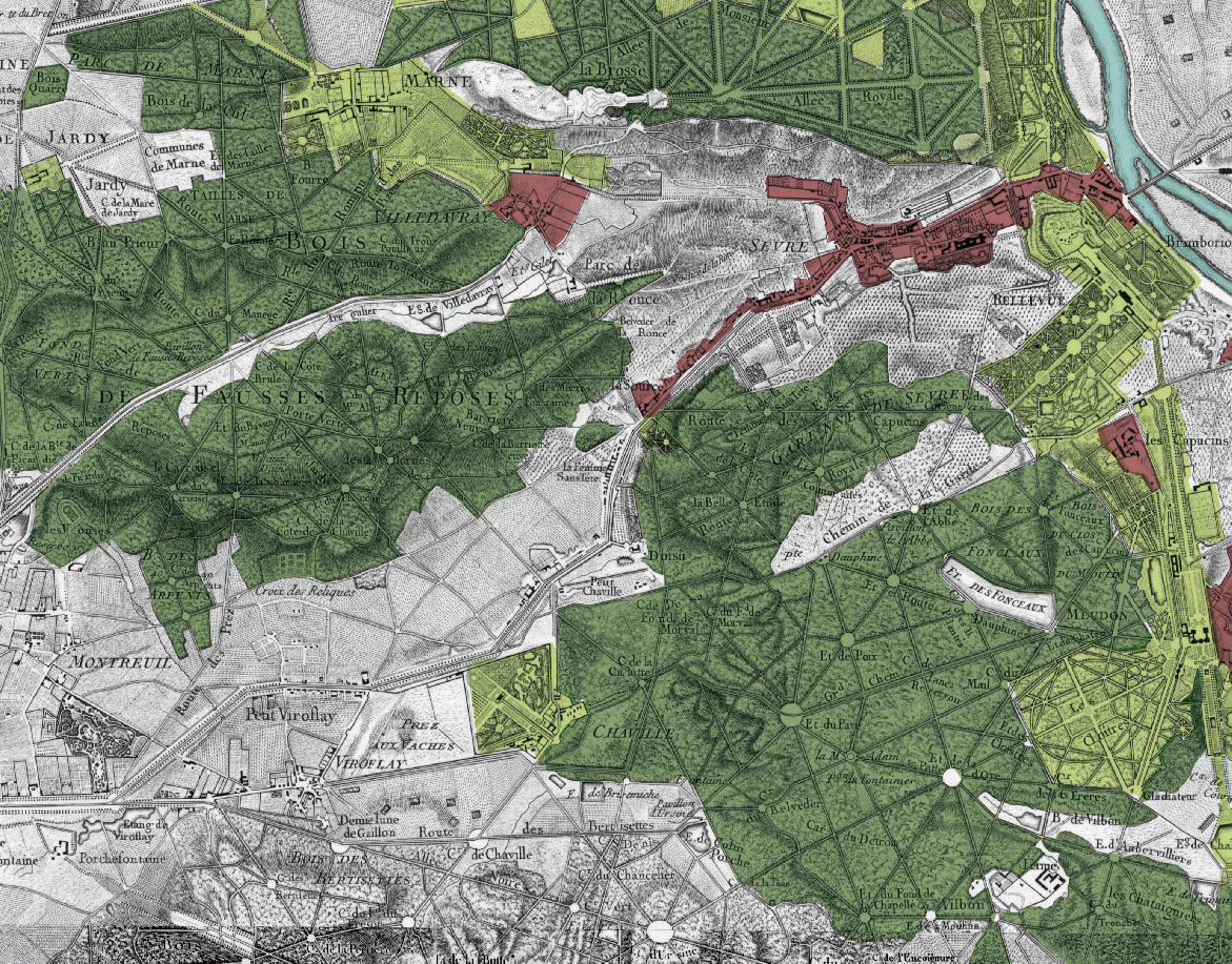 Carte des Chasses du Roi, fin du XVIIIe siècle