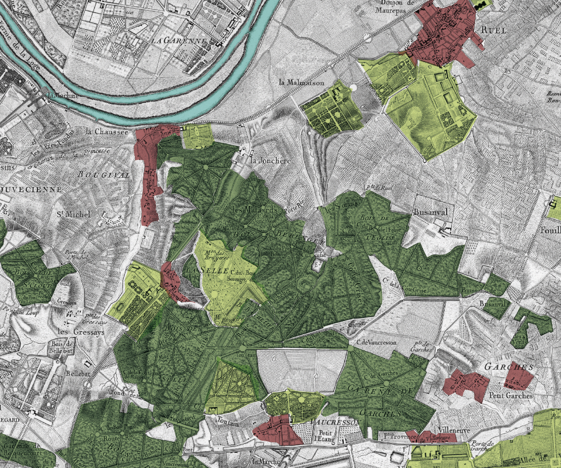 Carte des Chasses du Roi, fin du XVIIIe siècle