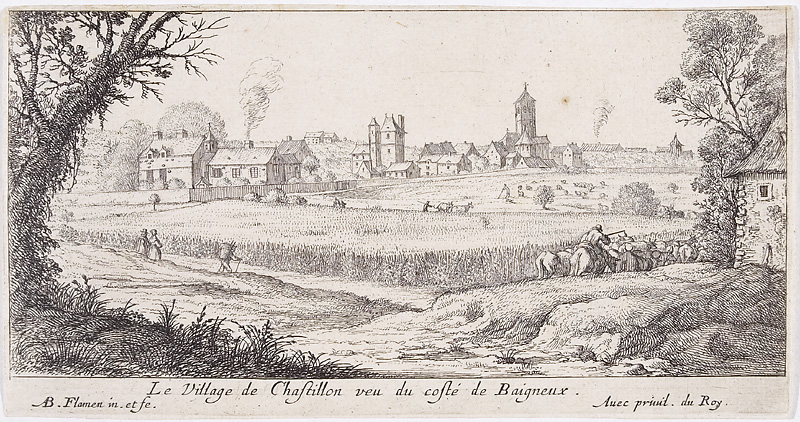 Albert Flamen, Le Village de Châtillon vu du côté de Bagneux. Musée d’Île-de-France, XVIIe siècle