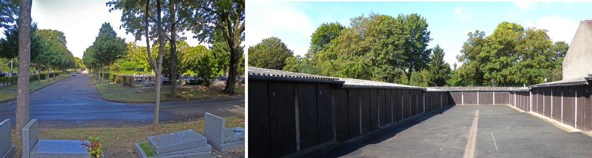 Bagneux, ambiance du cimetière, parcelle de garages à franchir.