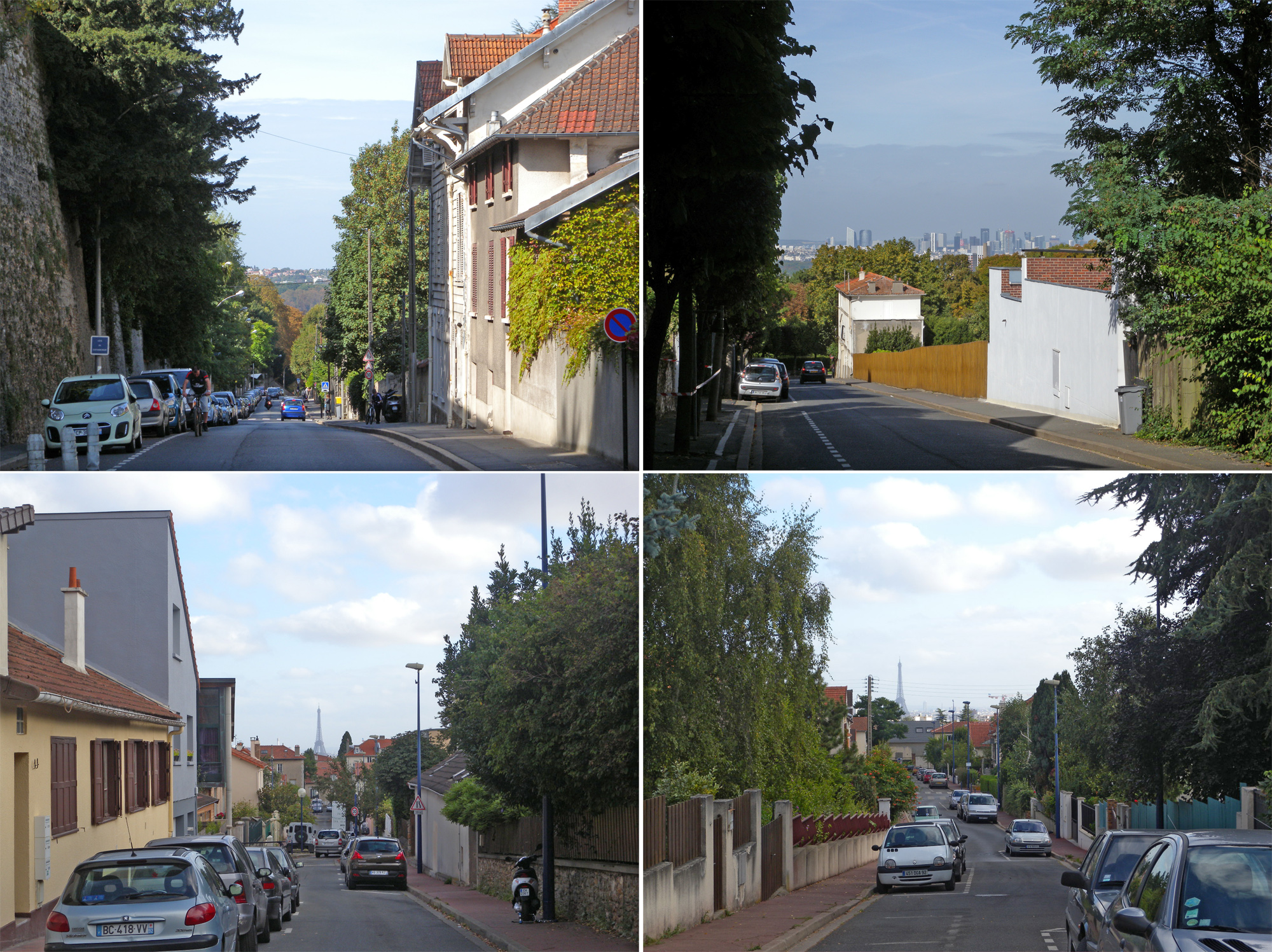 Rues pavillonnaires à Meudon (en haut) et Clamart (en bas)