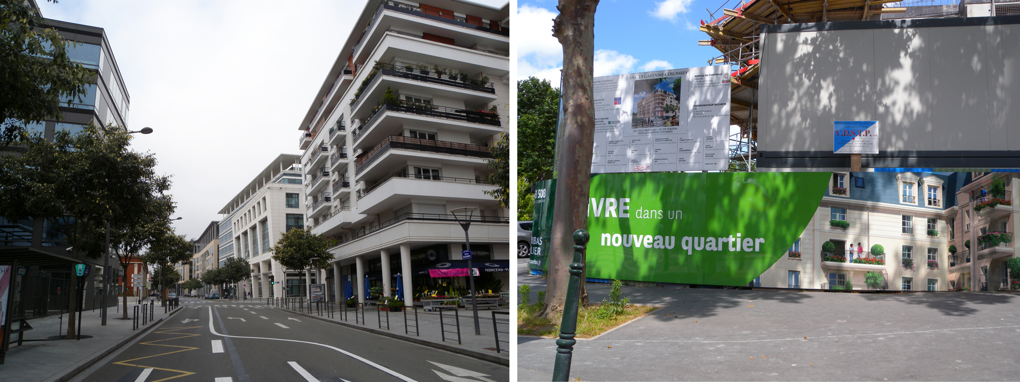 Bois-Colombes, quartier neuf, La Garenne-colombes, panneau de chantier