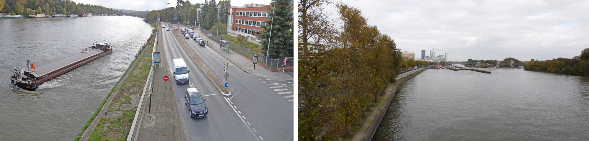 Vues en amont et en aval du pont de Suresnes