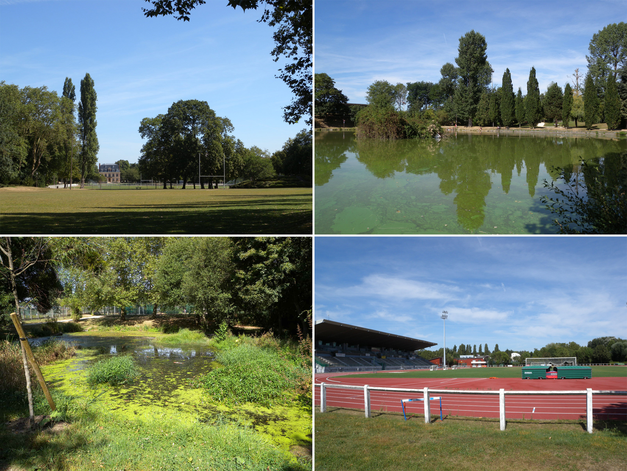 Antony, parc Heller et terrains de sport dans le fond de la vallée
