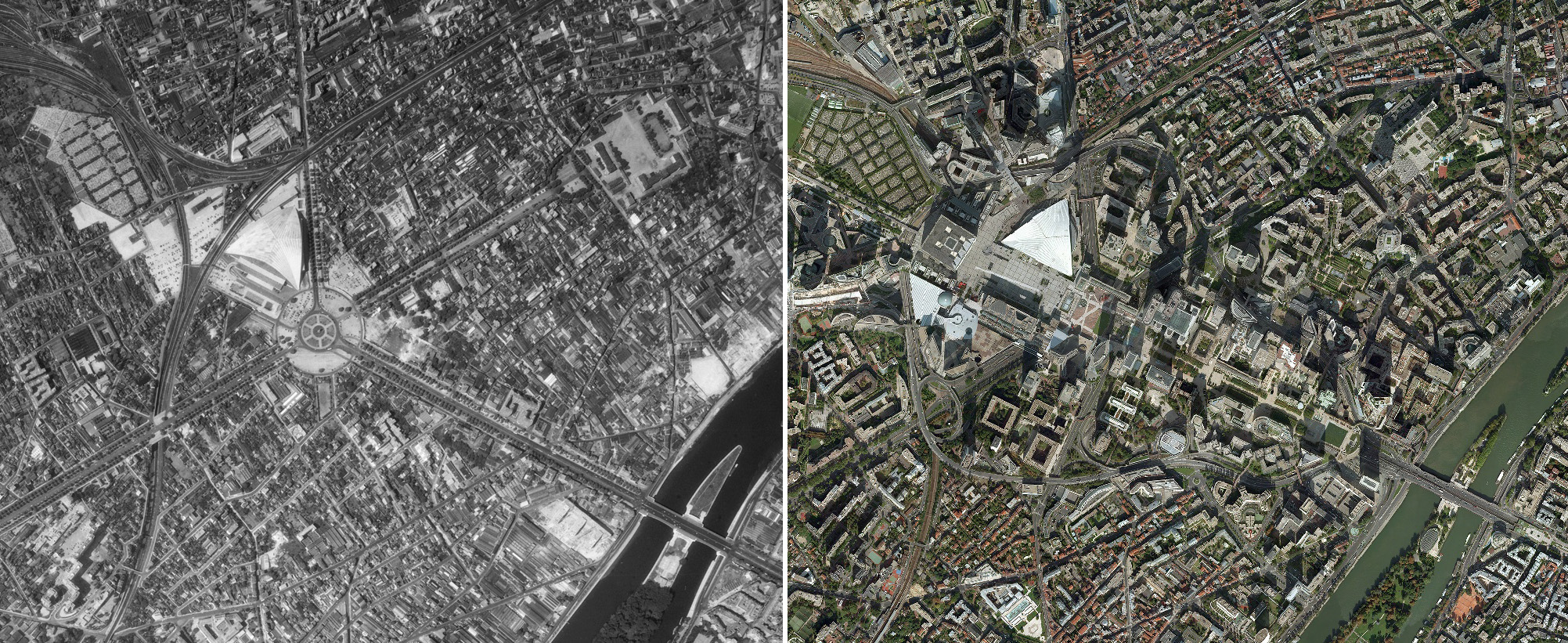 Le site de la Défense en 1960 et aujourd’hui