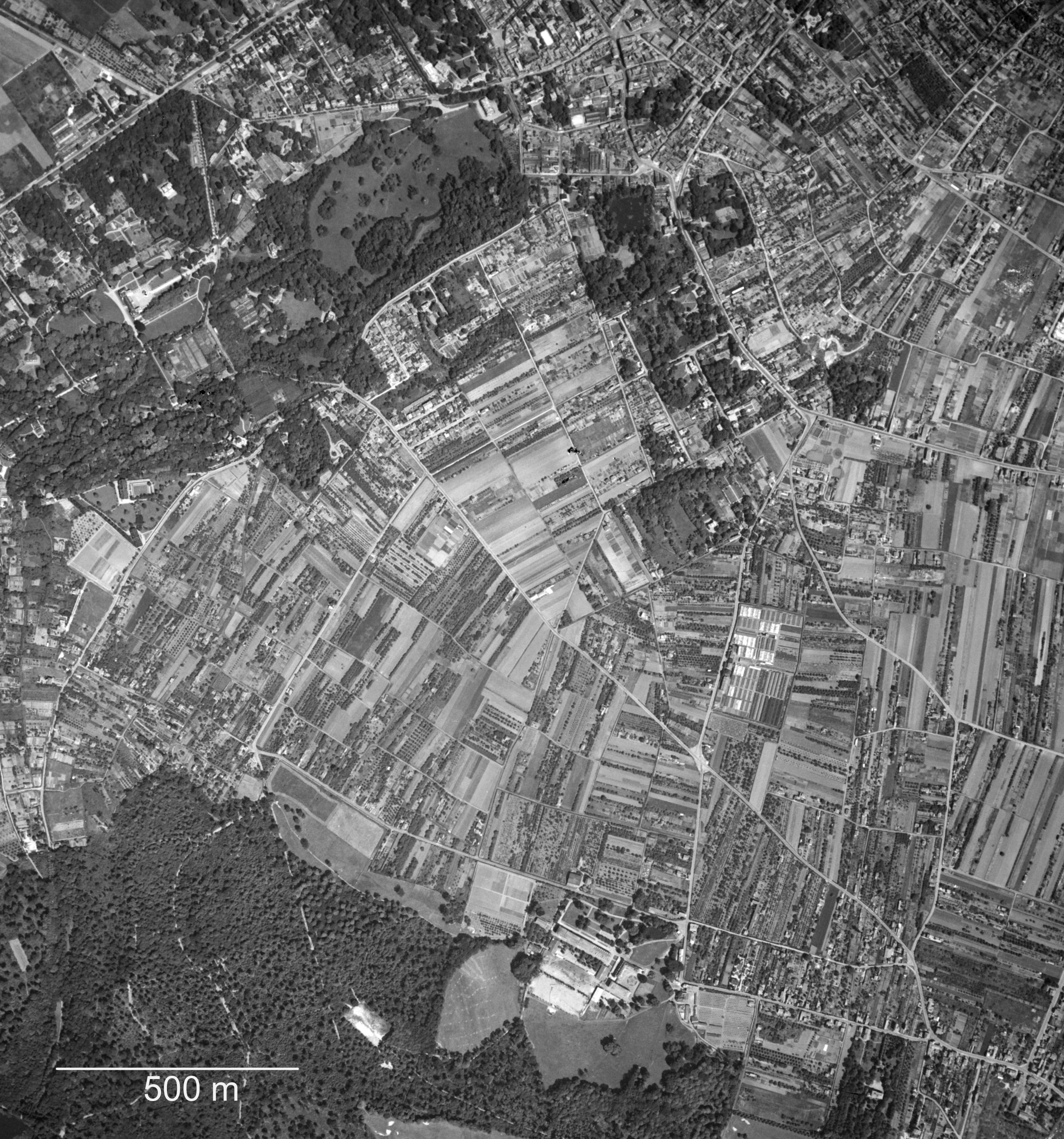 Vers 1950, au sud de Rueil-Malmaison (photo aérienne IGN)