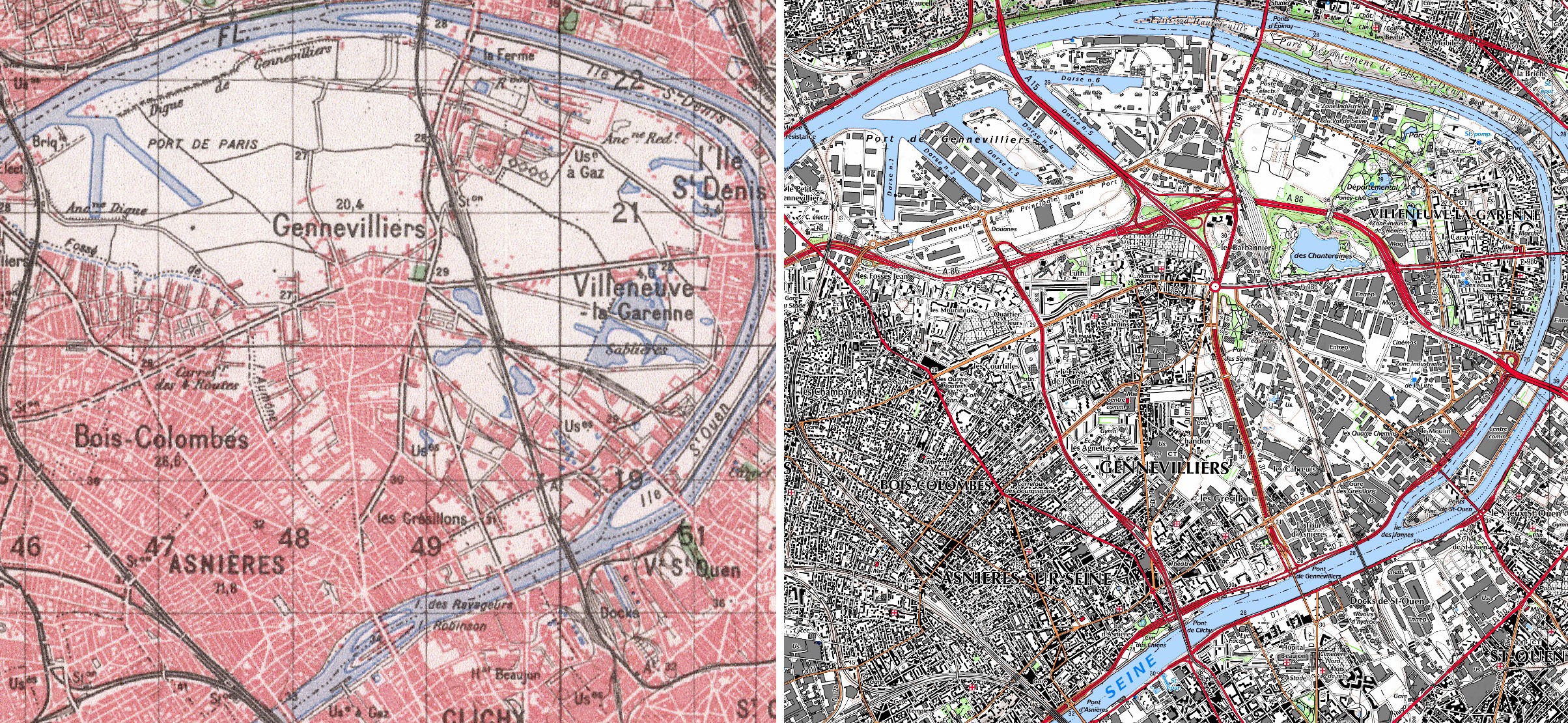 La boucle de Gennevilliers en 1950 et aujourd’hui