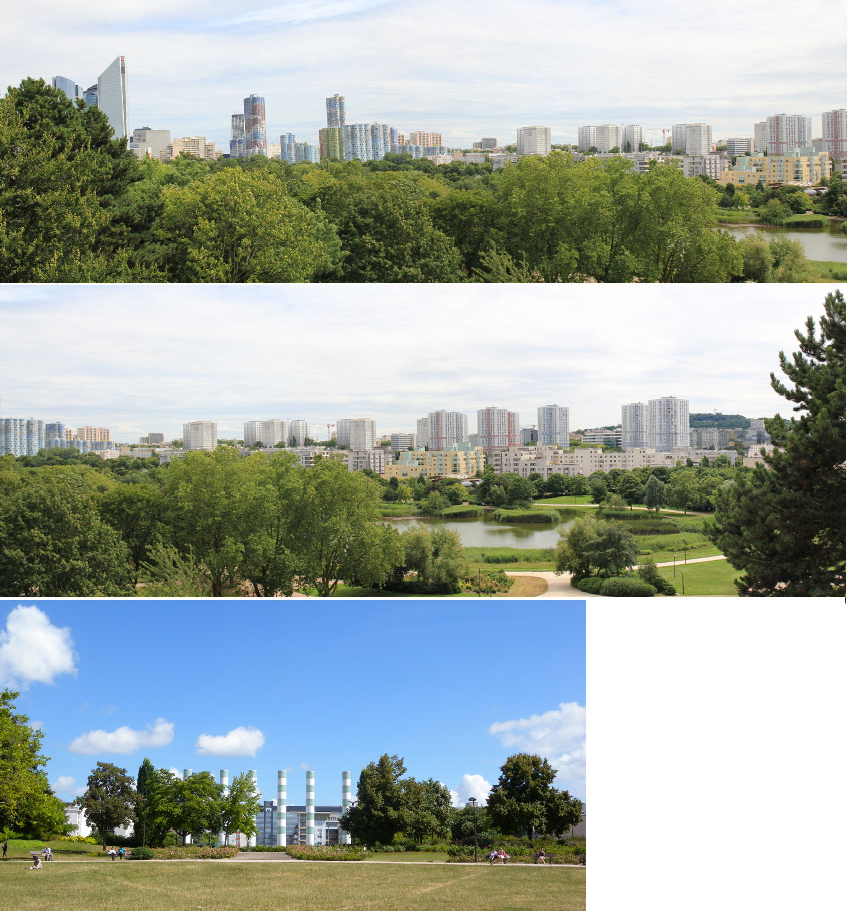 Nanterre, parc André Malraux. Trois vues depuis le parc