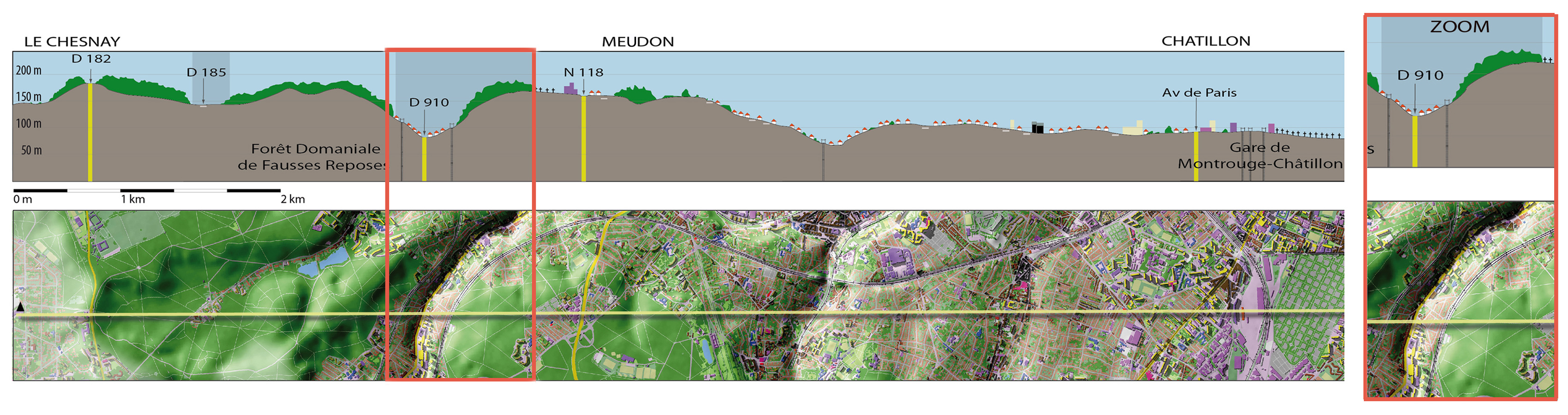 Coupe 17, du Chesnay à Châtillon, ensemble et zoom