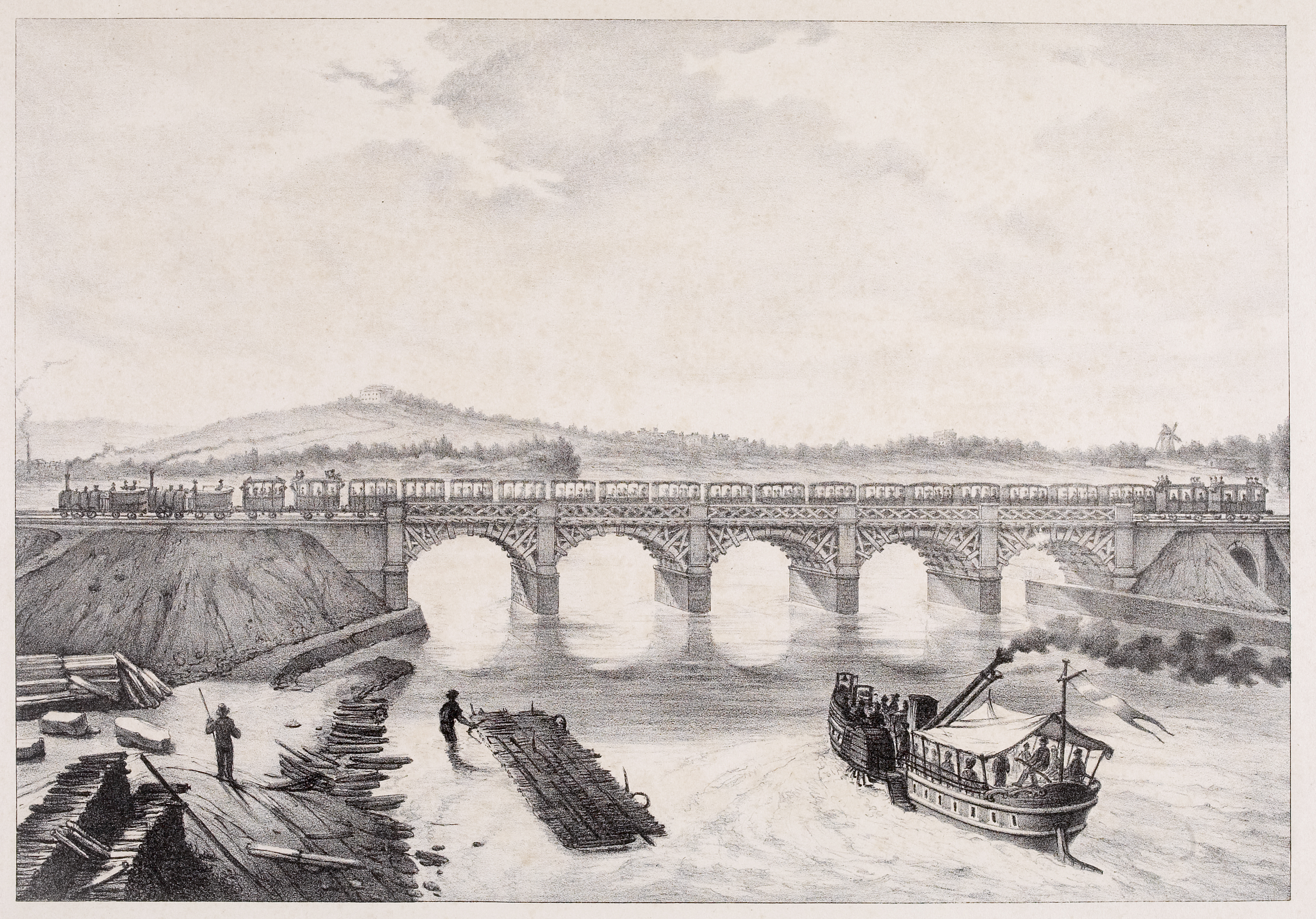 Anonyme, Chemin de fer de Paris à Saint-Germain au pont d'Asnières, deuxième moitié du XIXe siècle, Sceaux, musée de l'Ile-de-France