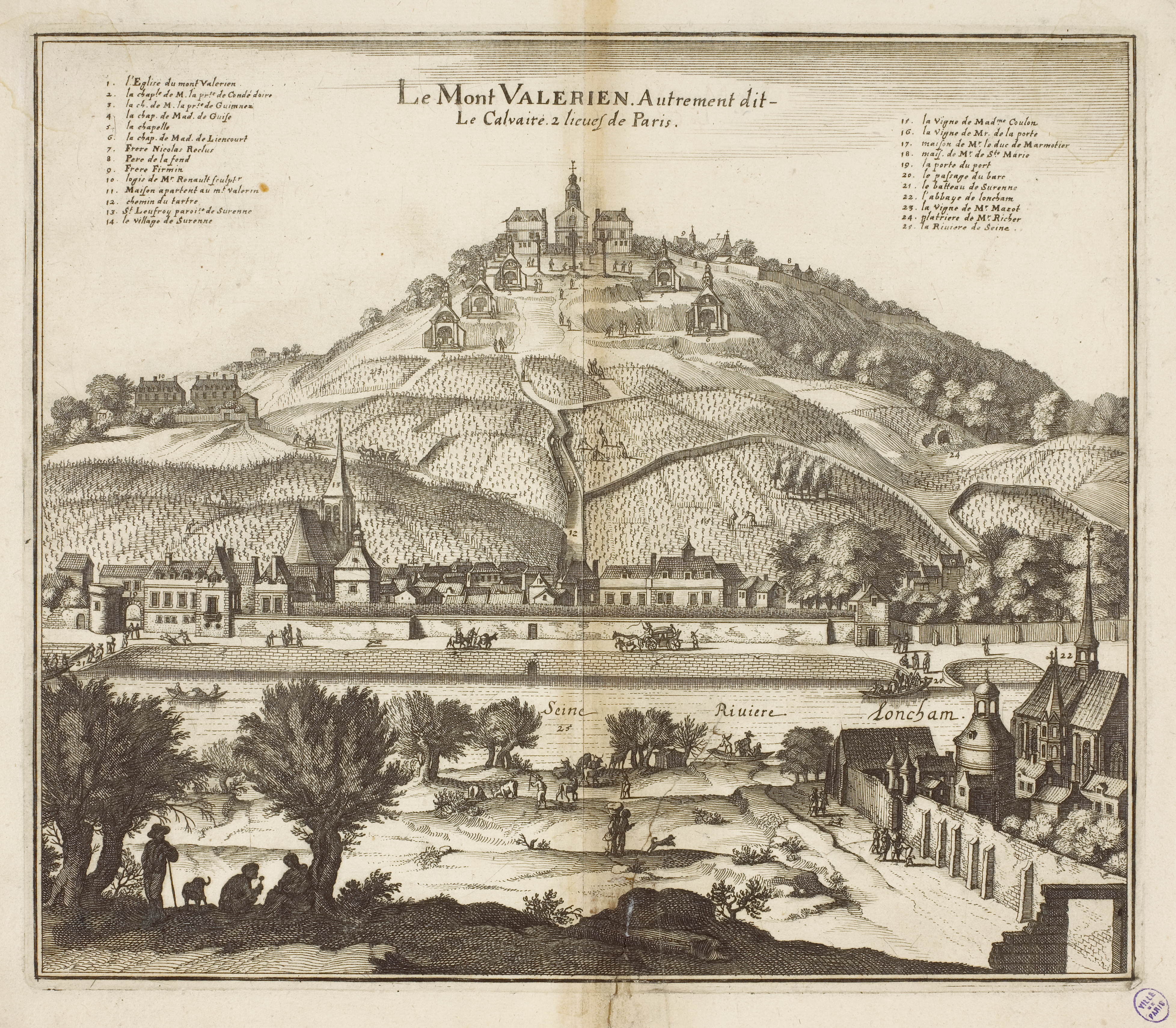 Anonyme, Le Mont Valérien autrement dit le calvaire à 2 lieues de Paris, XVIIe siècle, Sceaux, musée de l'Ile-de-France