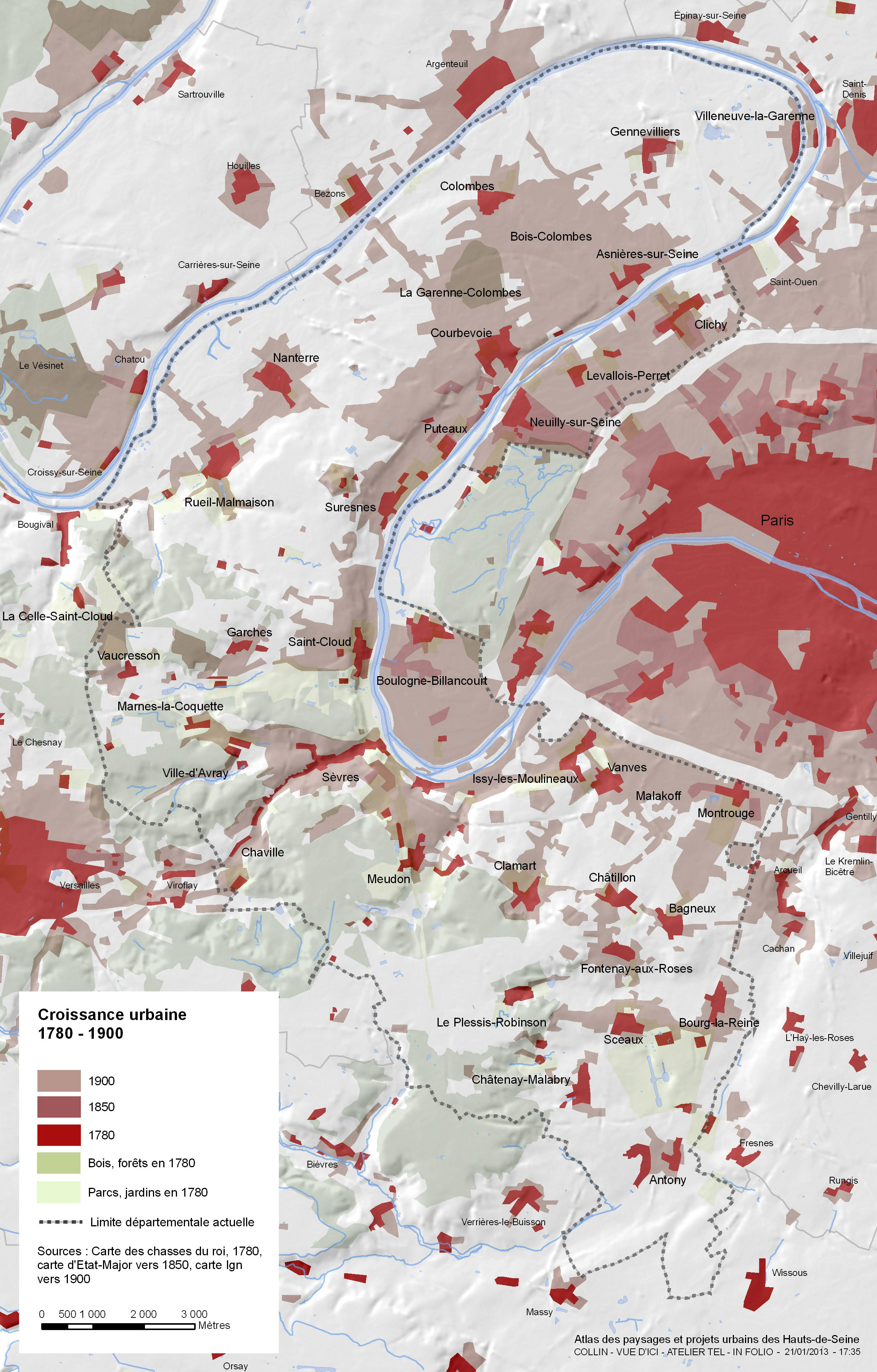 Carte de la croissance urbaine au XIXe siècle