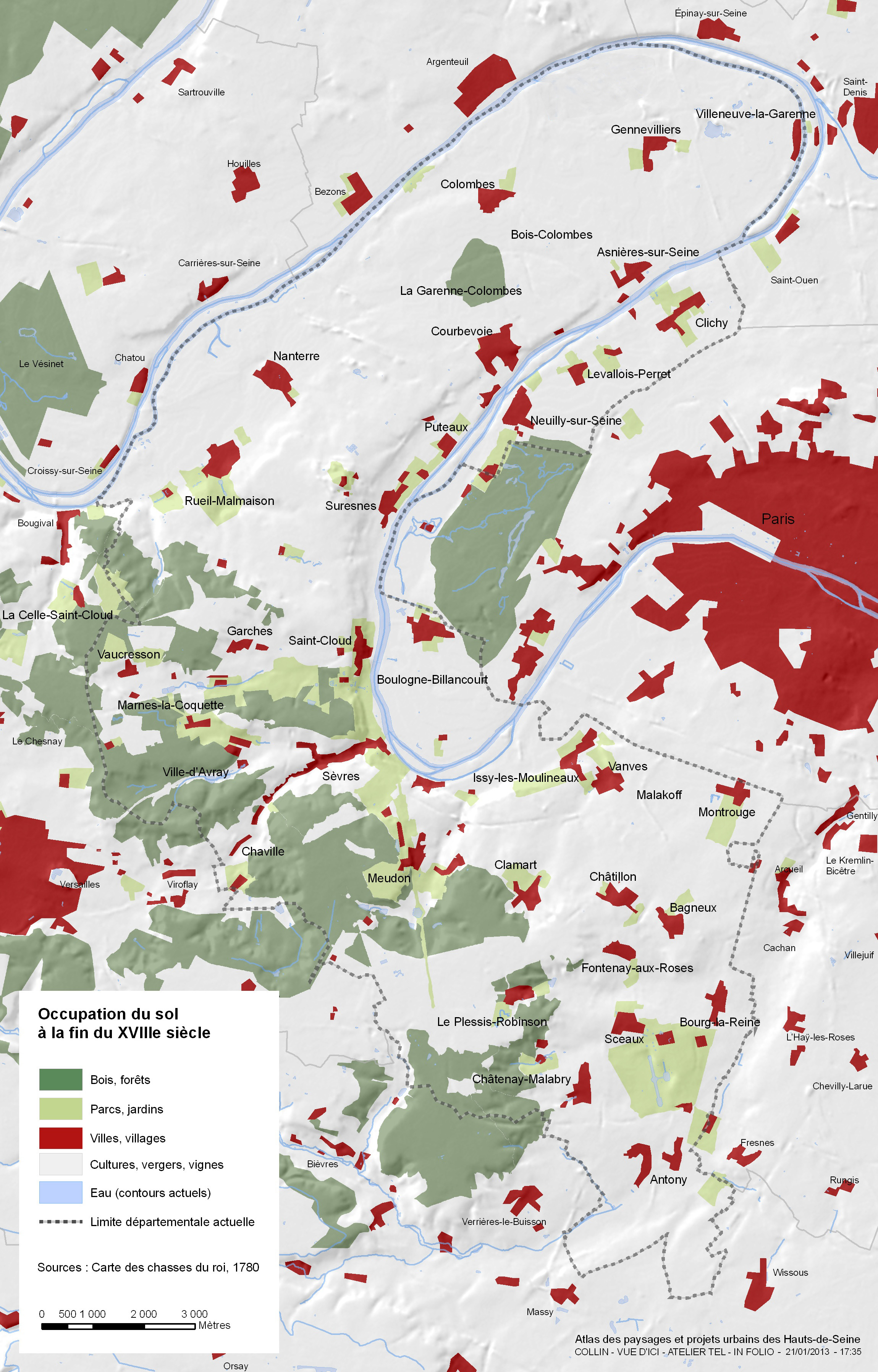 Carte de l'occupation du sol à la fin du XVIIIe siècle