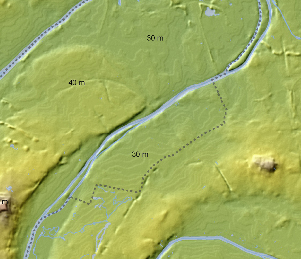 Carte du relief et altitudes de la sous-unité de la Plaine de Villiers