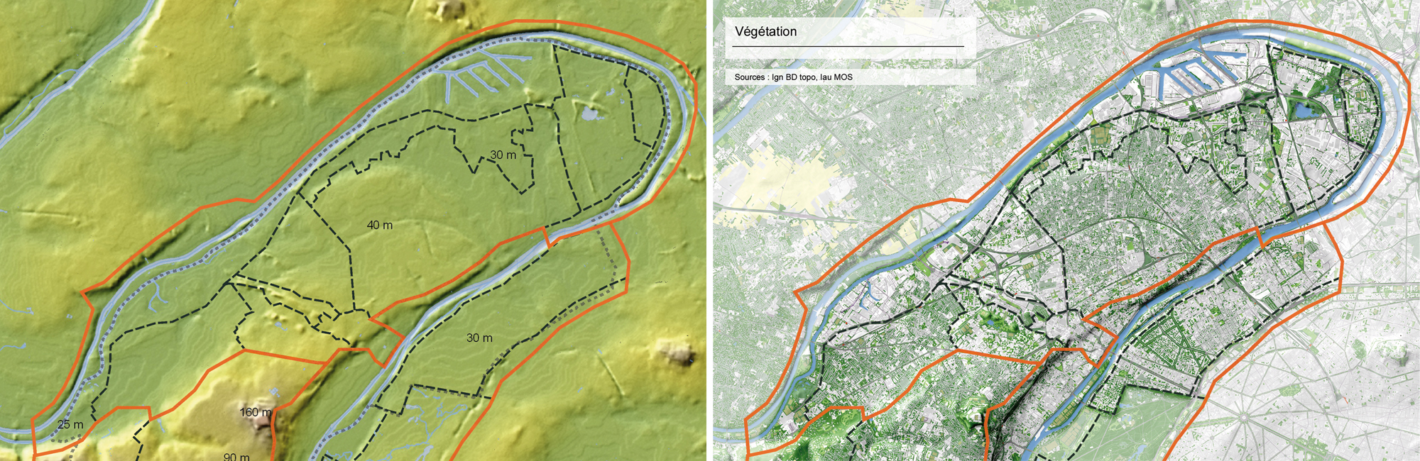 Cartes du relief et de la végétation