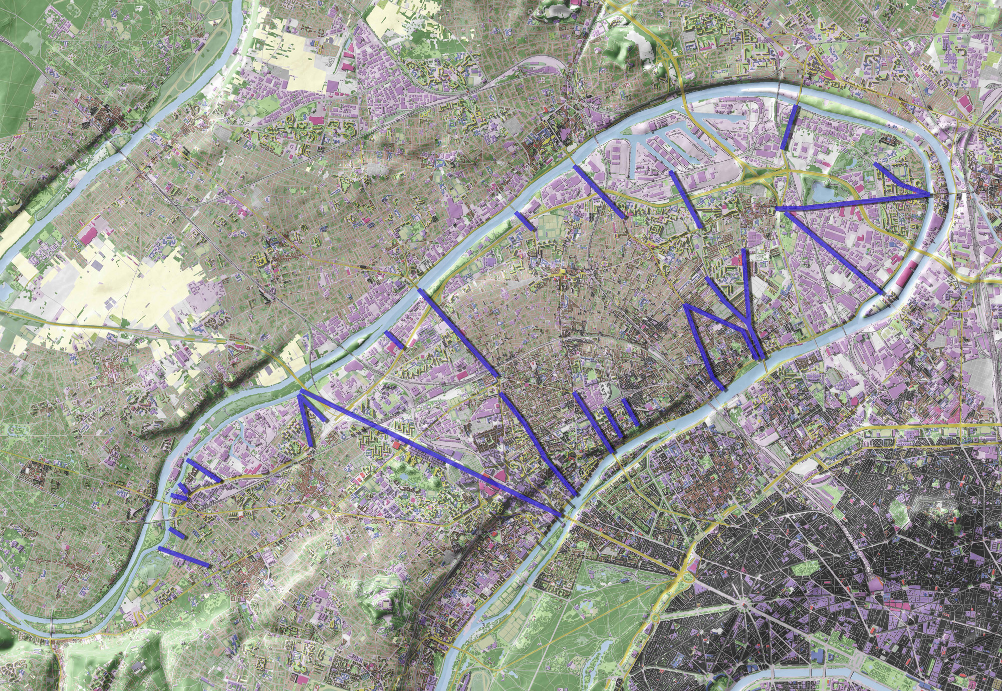 Relevé des axes donnant sur la Seine