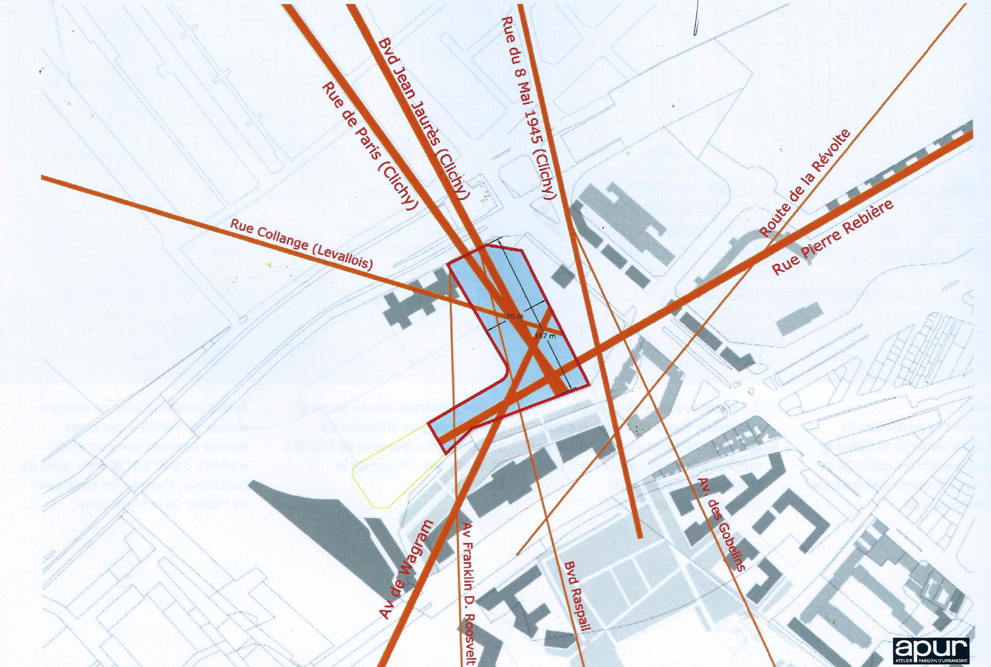 Tour du futur tribunal de grande instance de Paris, carte APUR