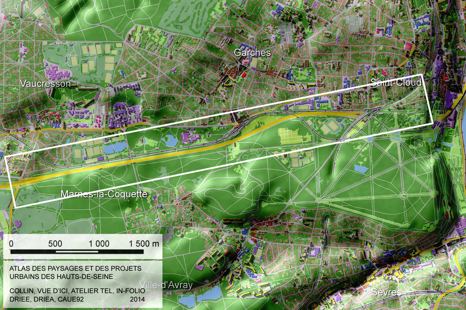 Carte de localisation des lisières nord du parc de Saint-Cloud