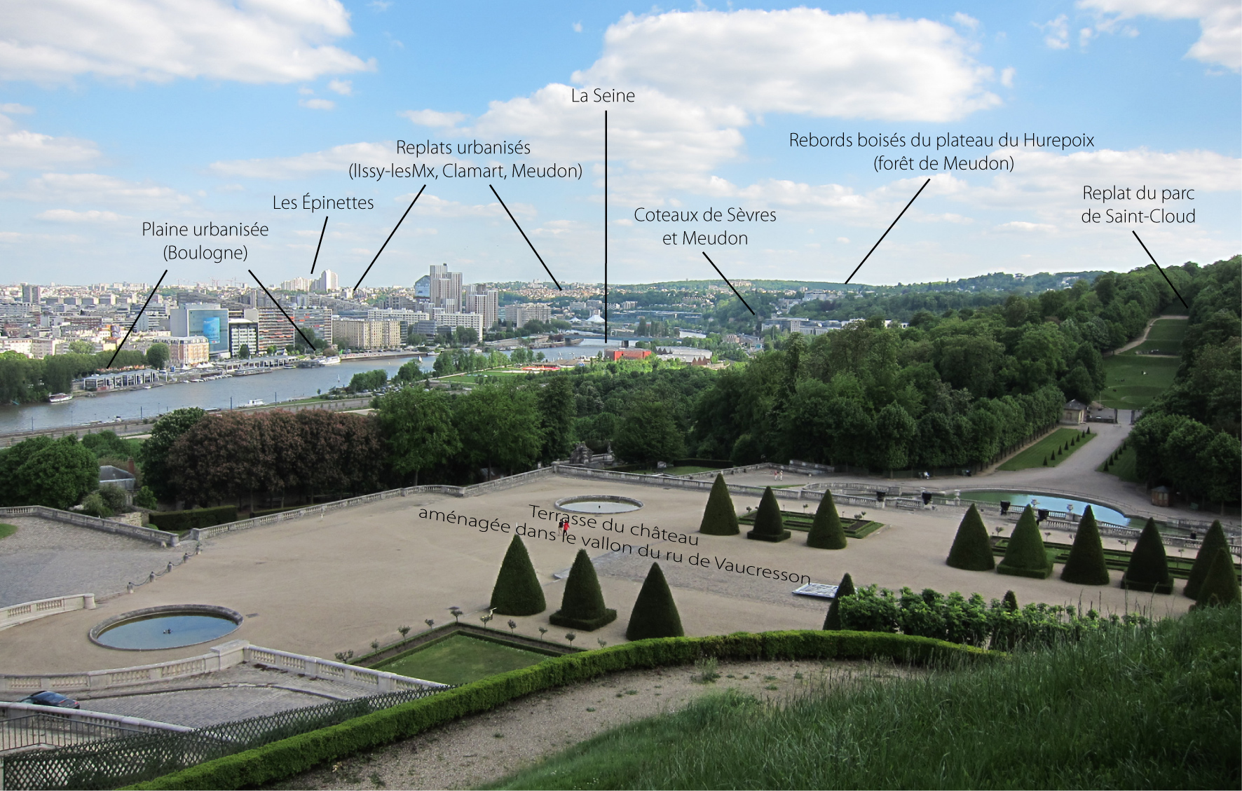 Depuis le parc de Saint-Cloud, vue vers le sud-est