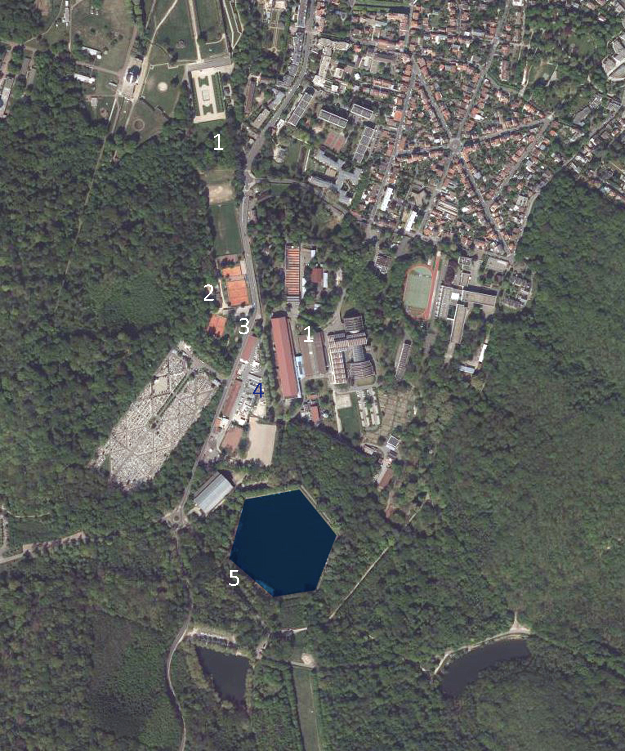 Meudon, repérage des éléments contrariant la perspective