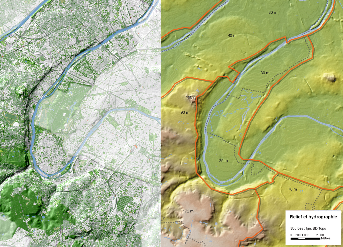 Carte de la végétation et carte des reliefs