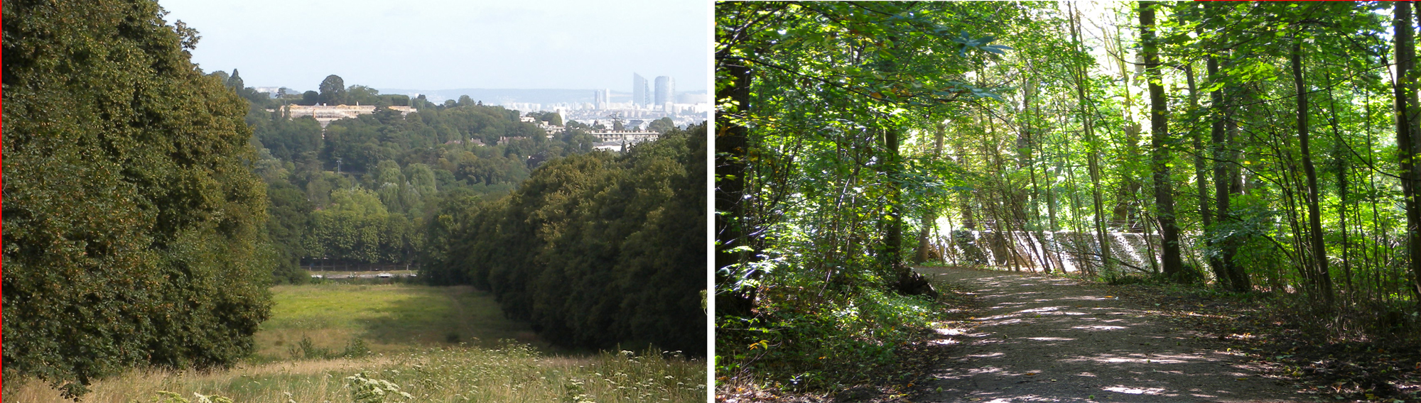 Meudon, la perspective depuis le Tapis Vert et les abords de l’étang de Chalais