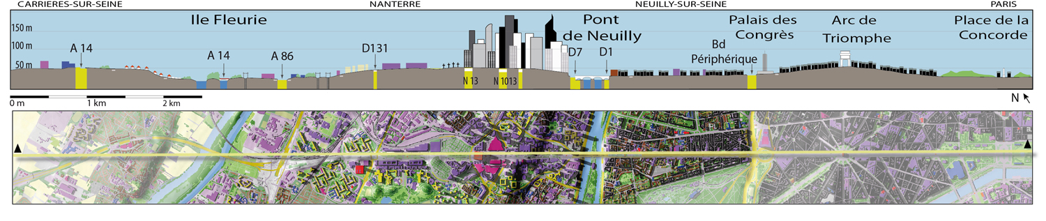 Coupe n°4 : sur l’axe des Tuileries, de Carrières-sur-Seine au Louvre