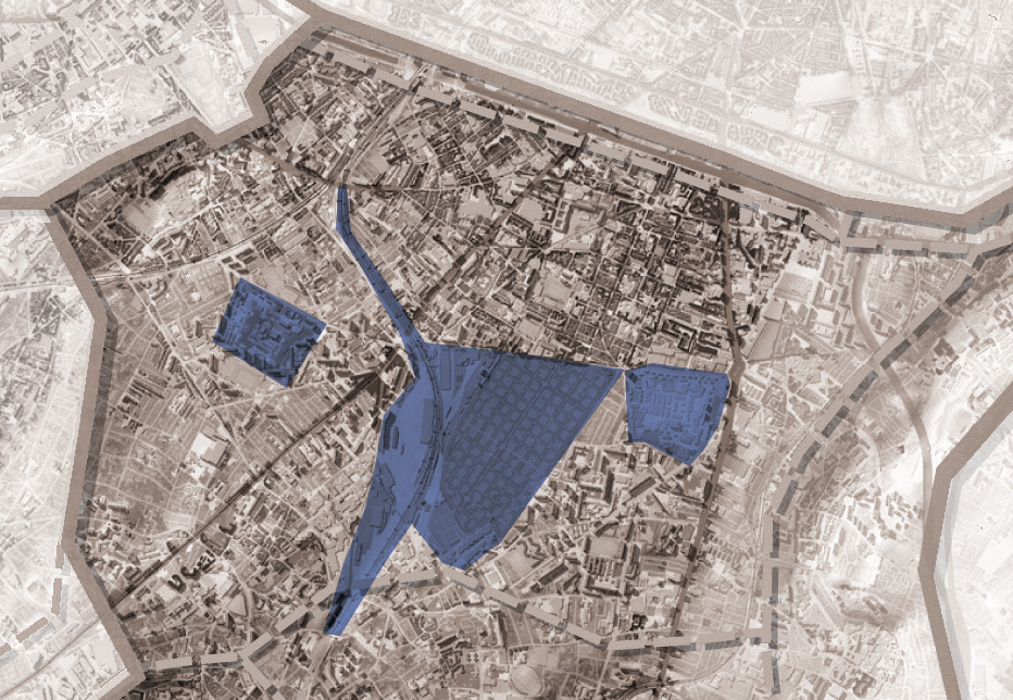 Localisation des emprises coupantes de la sous-unité du Glacis de Châtillon-Montrouge