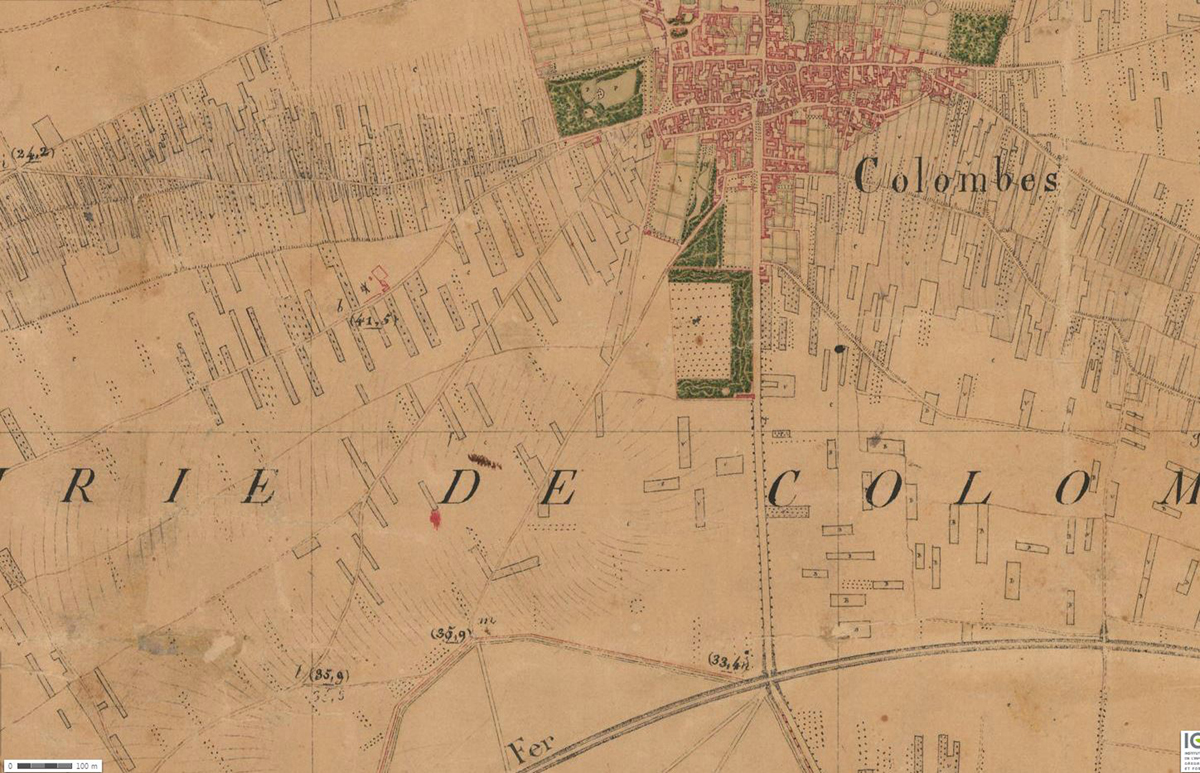 Colombes, carte d’État-major, début du XIXe siècle
