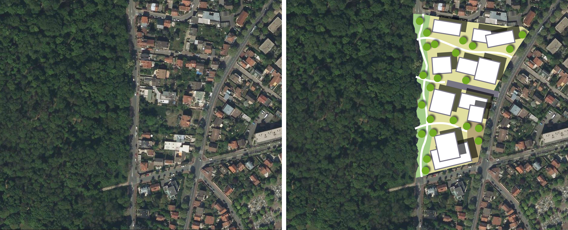 Hypothèse d’une opération de renouvellement urbain en lisière