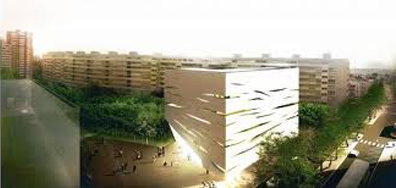 Centre culturel Aimé Césaire, quartier du Luth à Gennevilliers, vue d’architecte, Rudy Ricciotti