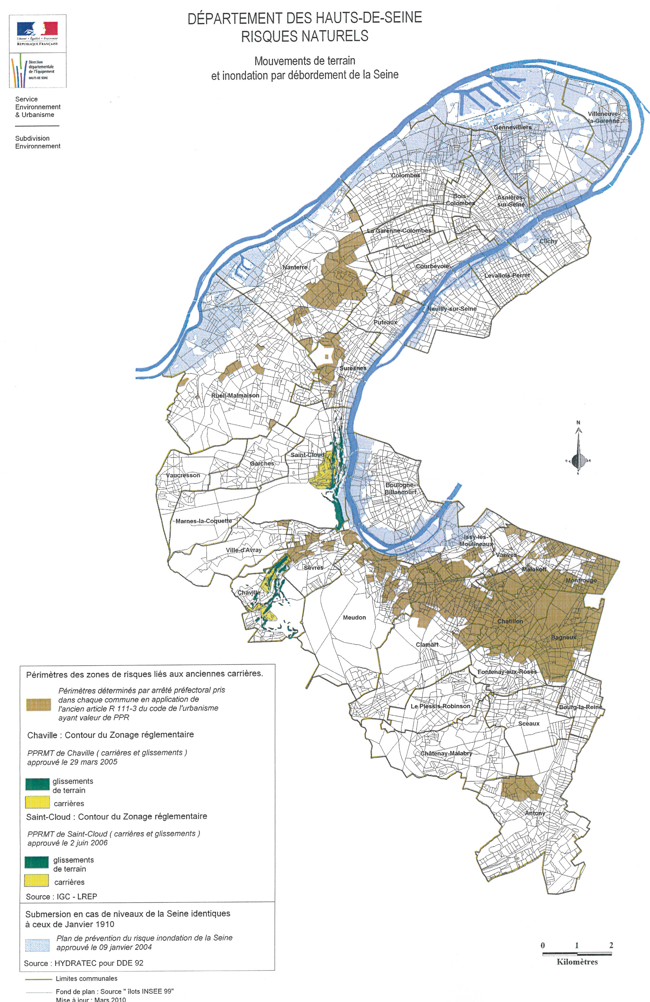 Carte des risques naturels (Source : préfecture des Hauts-de-Seine)