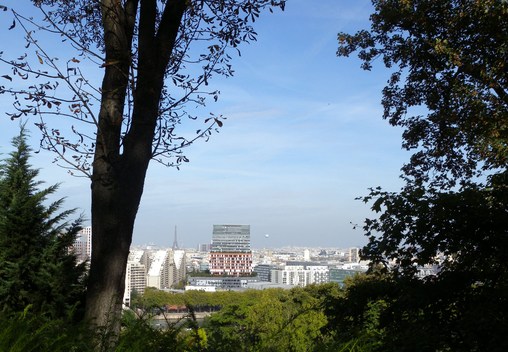 Vue sur la Seine, Boulogne-Billancourt et Paris depuis les coteaux de Meudon