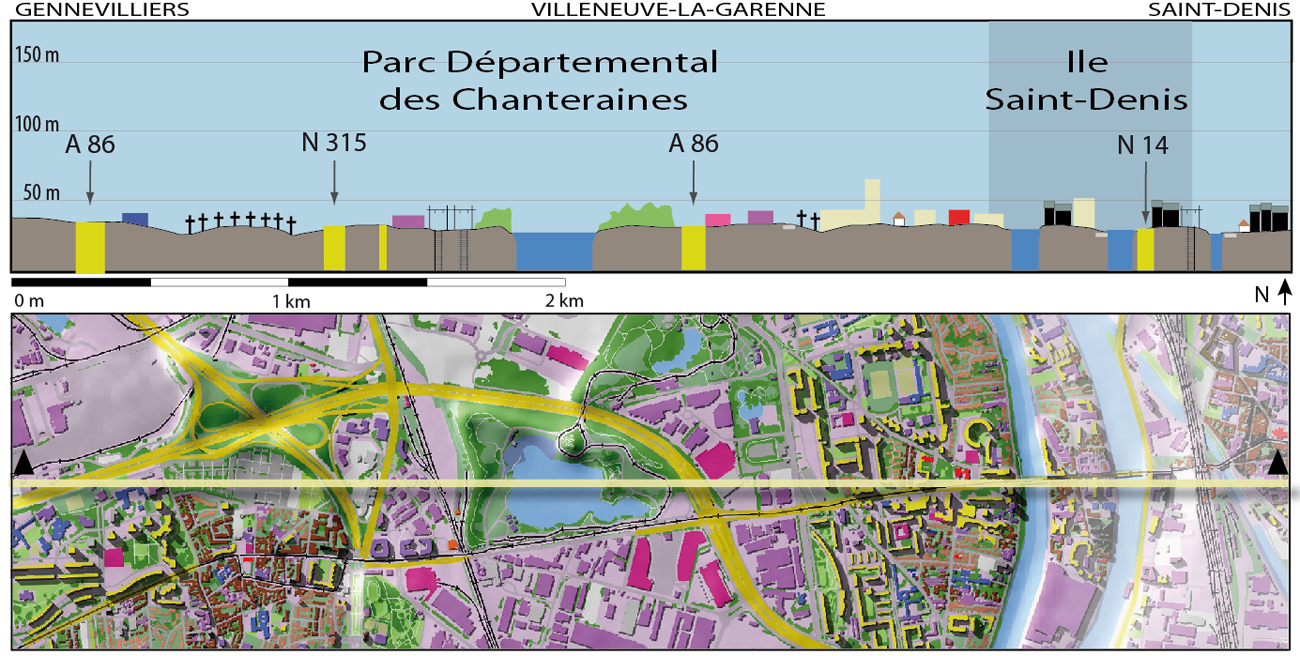 Coupe 1, W-E, de Villeneuve-la-Garenne à Gennevilliers