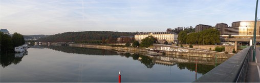 Saint-Cloud, vue vers le parc en amont du pont de Saint-Cloud  en grand format (nouvelle fenêtre)