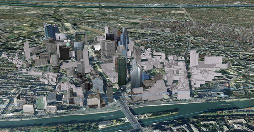Vue de La Défense par le site « Google earth 3D »   en grand format (nouvelle fenêtre)