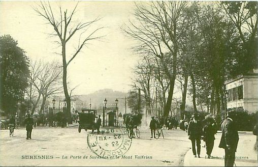 Suresnes, la porte et le Mont-Valérien, carte postale, collection particulière, années 1920  en grand format (nouvelle fenêtre)