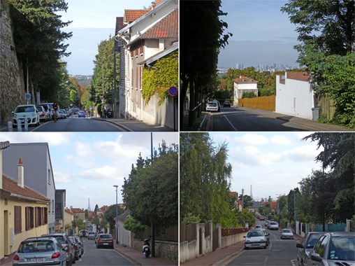Rues pavillonnaires à Meudon (en haut) et Clamart (en bas)  en grand format (nouvelle fenêtre)